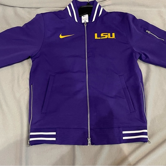 Men’s Nike Purple and Gold LSU 2024 Sideline Zip-Up Bomber Jacket - Picture 1 of 10